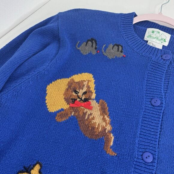 Vtg Quacker Factory, A Cat Is A Cat Cardigan Knit Sweater M Button Bell - Picture 8 of 12